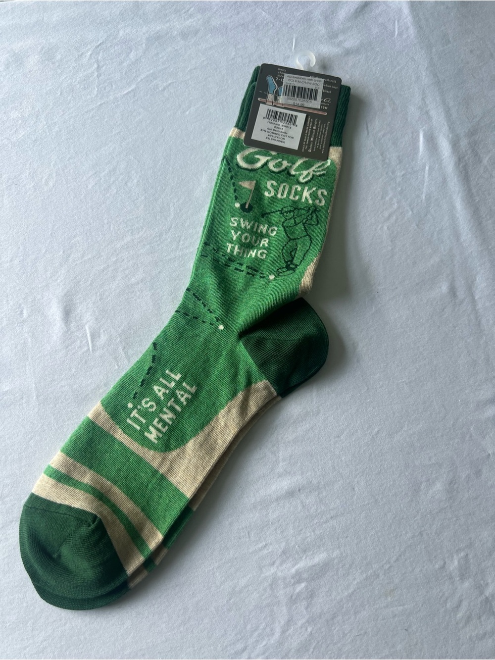 Blue Q Green Golf Crew Socks with Cream Accents